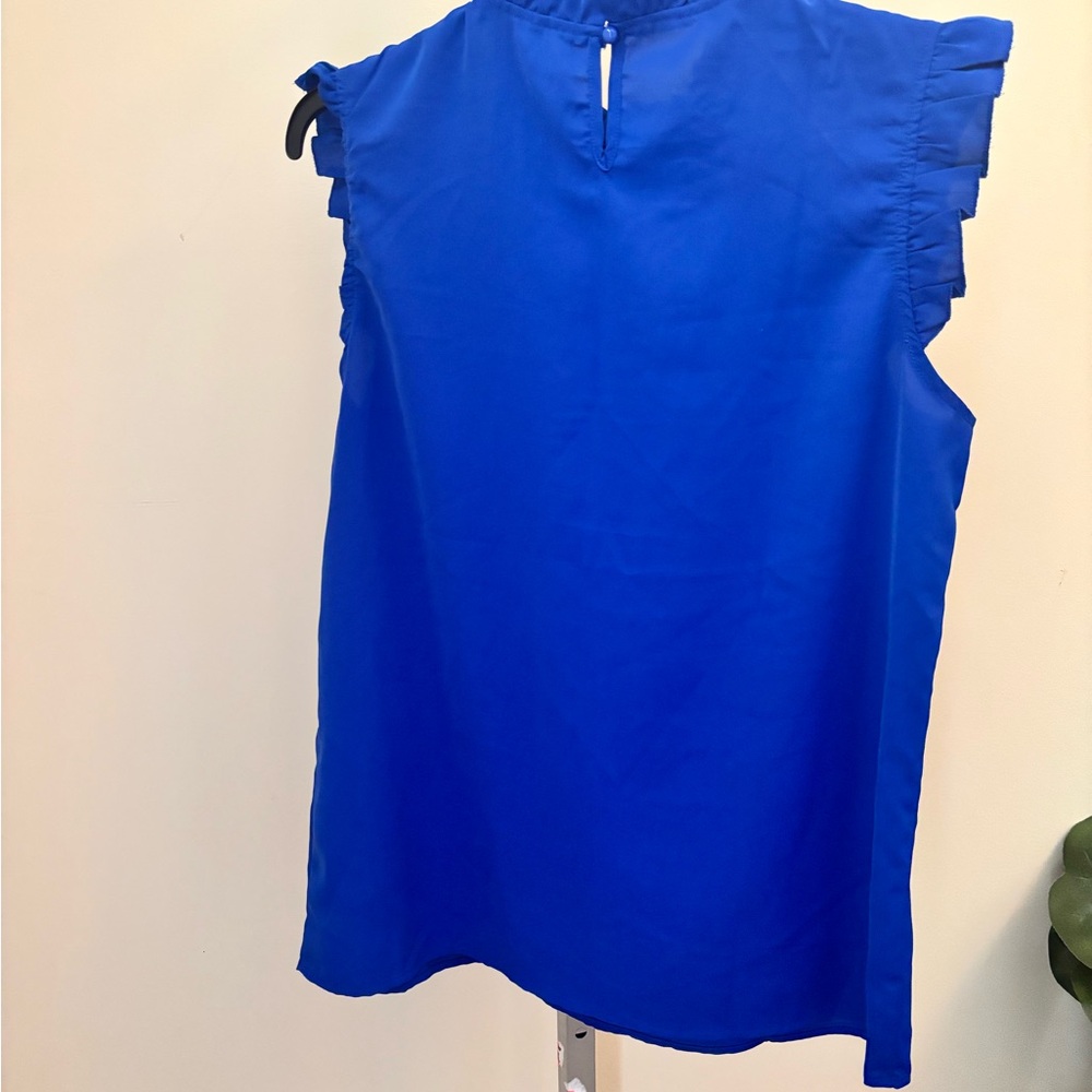 Blue Ruffled Sleeveless Top - Picture 2 of 2